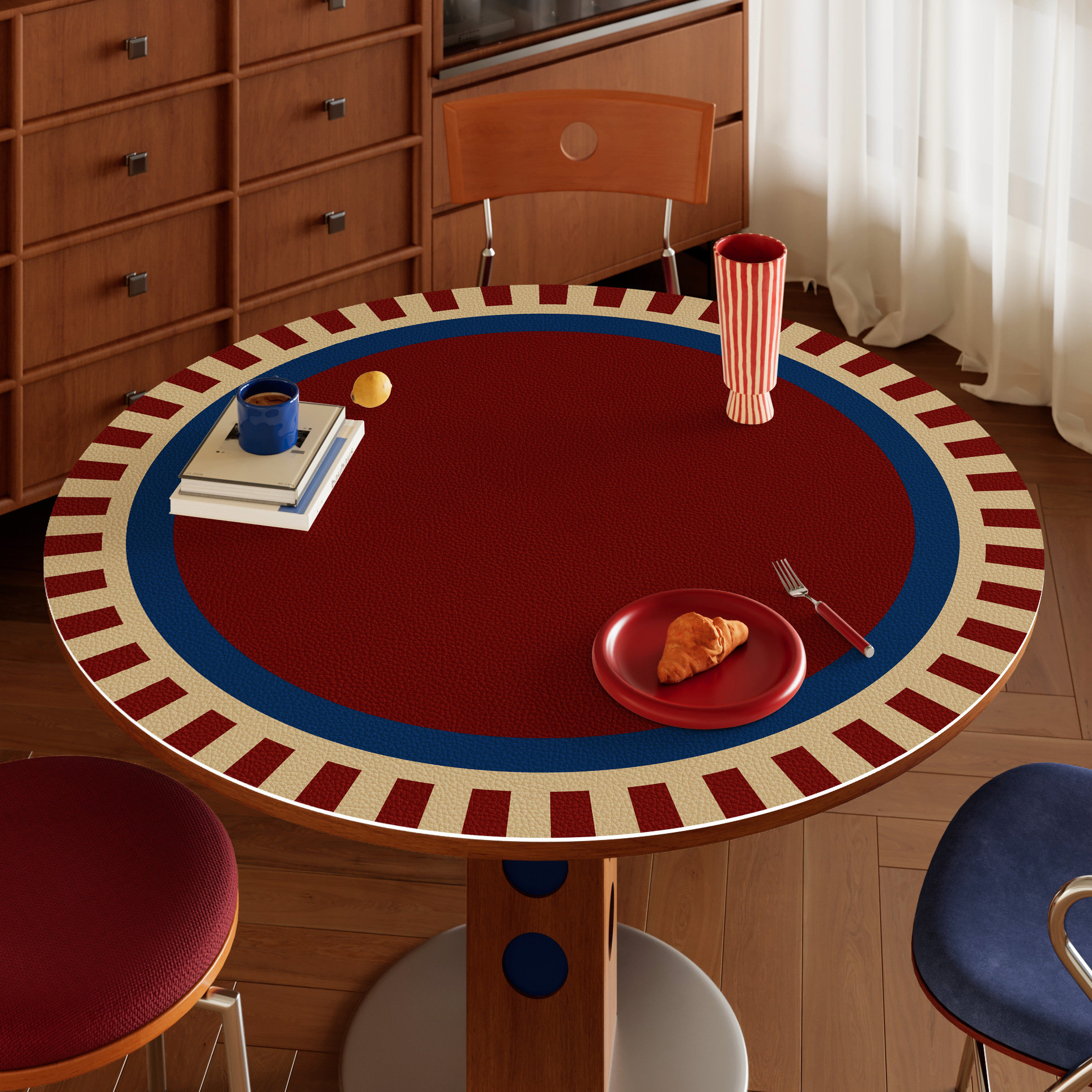 圆桌垫中古包豪斯圆形餐桌布防水防油免洗防烫茶几台布桌面保护垫,居家布艺,桌布,淘宝优惠券,粉丝福利购,淘宝优惠卷