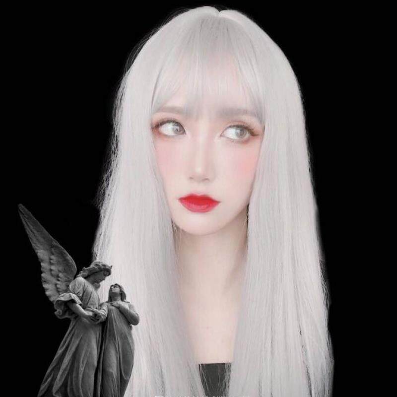 lolita银白色 假发男女街拍化妆暗黑长直发二次元日常cos卷发假毛
