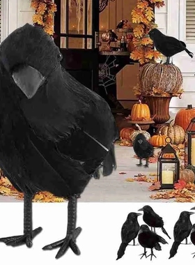 1pc Halloween Black Crow Model Simulation Fake Bird Animal S