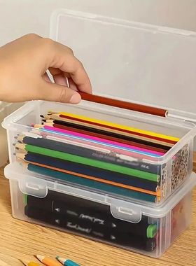 1/2/3/6pcs Pencil Case Box Transparent Plastic Pencil Boxes
