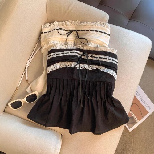 Lace Strapless Vest New Pure Spice Girl Style Sweet Cool Age