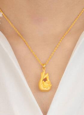 新款久不掉色吊坠莲花佛手转运女士挂坠 福寿吉祥送礼收藏