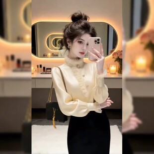 妮彩流行御姐气质性感长袖衬衫女装2026春季新款休闲漂亮新年上衣