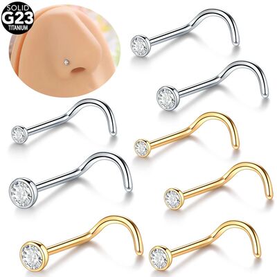 1PC G23 Titanium Nose Ring Stud Piercing Nariz 18G 20G
