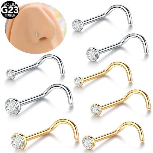 1PC G23 Titanium Nose Ring Stud Piercing Nariz 18G 20G