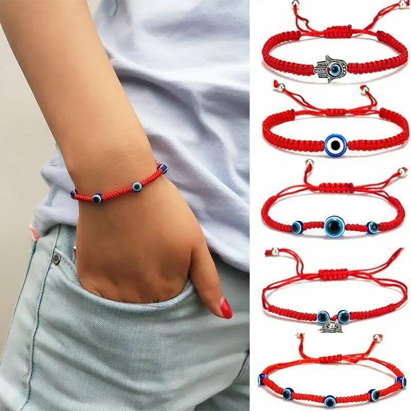 Turkish Blue Evil Eye Bracelet Men Women Handmade Woven Red
