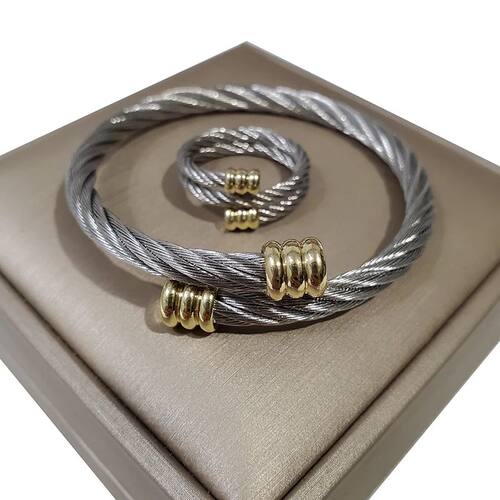 316L Stainless Steel Bracelet Ring Set Combination Stacked
