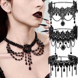 Neo-Gothic Punk Black Sexy Lace Chokers Necklace For Women