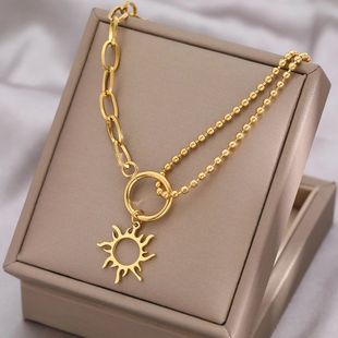Stainless Steel Necklaces Trendy Fine Delicate Sun Totem