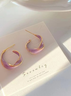 2023 New Fashion Lavender Purple Earrings for Woman Metal Go