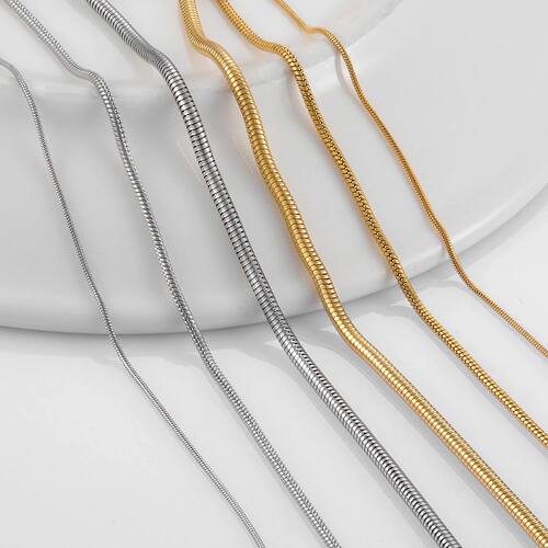 Hip-Hop Stainless Steel Keel Round Snake Chain Gold Color