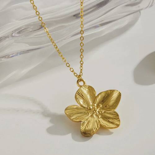 Stainless Steel Jewelry Set French Flower Necklace Earrings
