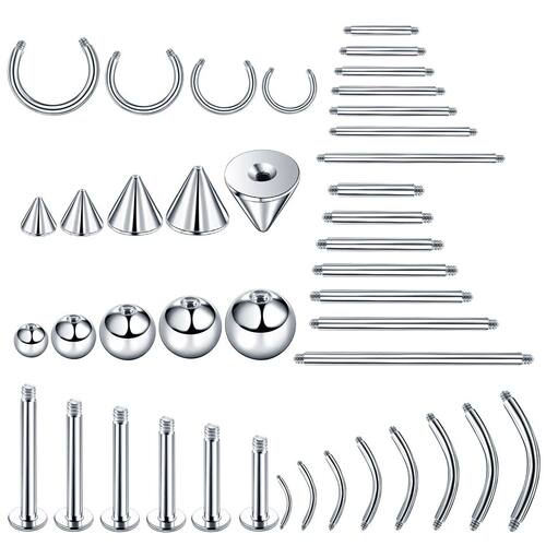 100Pcs/lot Steel Earring Studs Barbell Nipple Labret