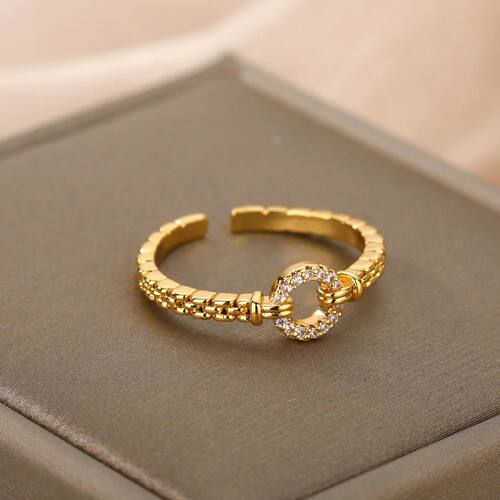 Zircon Round Rings For Women Punk Rock Chain Round Open
