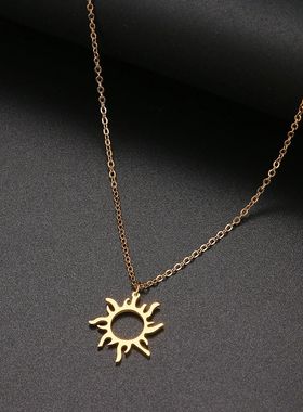 Stainless Steel Necklace Plated Ethnic Sun Totem Pendent
