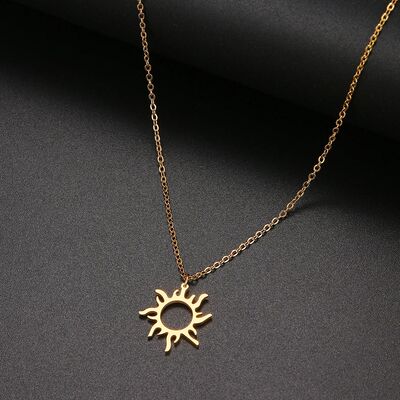 Stainless Steel Necklace Plated Ethnic Sun Totem Pendent