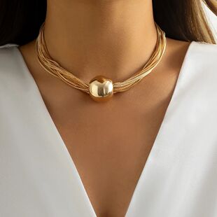 Punk Style Gold Color Metal Multilayer Box Chain Clavicle