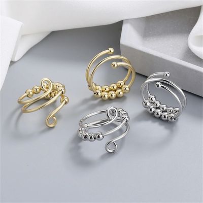 Punk Anxiety Rings For Women Men Spiral Fidget Beads Ring