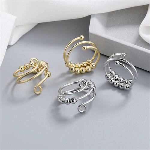 Punk Anxiety Rings For Women Men Spiral Fidget Beads Ring