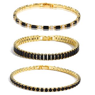 Black Crystal Tennis Bracelets for Women & Men Iced Out