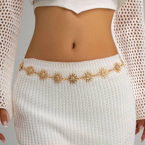Boho Golden Sun Waist Belly Chain for Women Summer Sexy