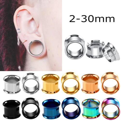 2Pcs/lot 2mm-30mm Stainless Steel Ear Stretcher Expanders