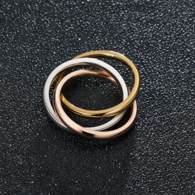 Classical Triple Interlocked Ring Set Stainless Steel