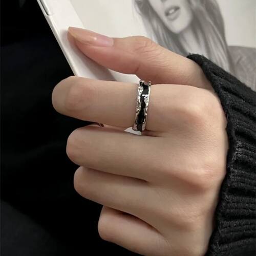 Goth Punk Double Oil Drip Open Rings for Women Luxury