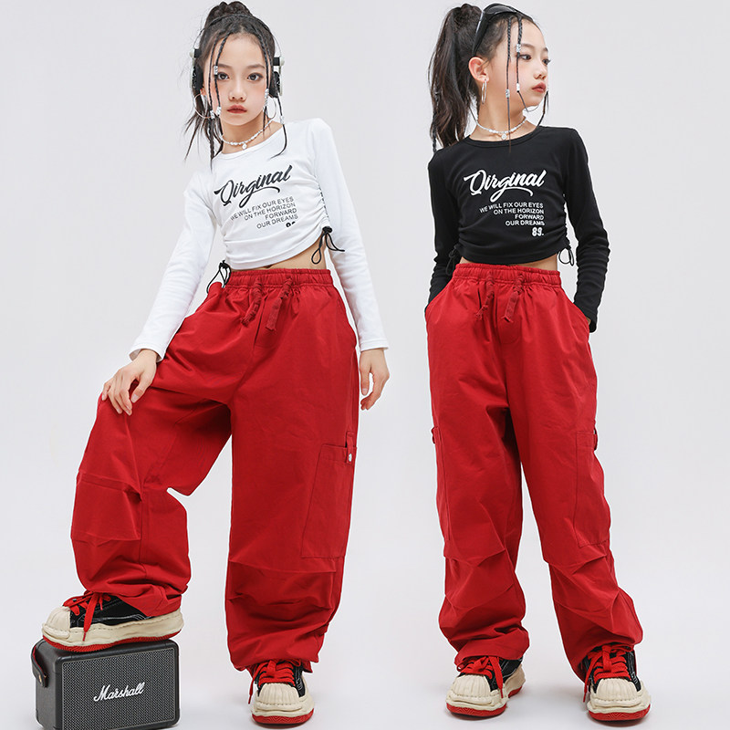 爵士舞服装女童炸街露脐短款上衣走秀jazz少儿t台走秀演出服