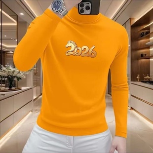 保暖上衣洋气 加厚男士 半高领双面德绒打底衫 男秋冬内搭2025年新款