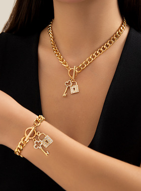 European and American jewelry key lock pendant necklace饰品
