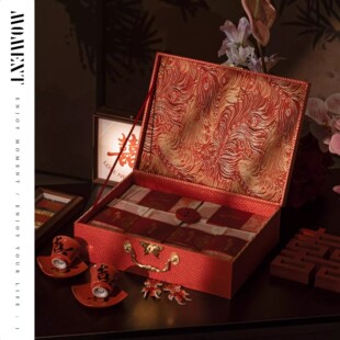 结婚订婚彩礼钱盒鎏金礼金盒结婚彩礼20万聘礼箱提亲高档礼盒