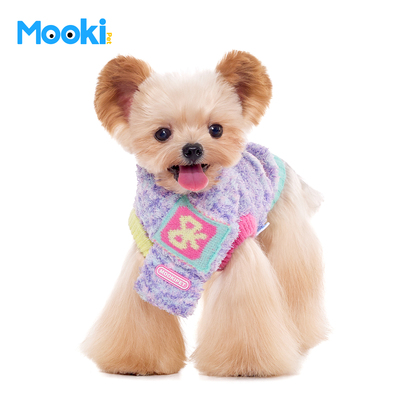 宝宝绒花纱撞色保暖毛衣背心围巾