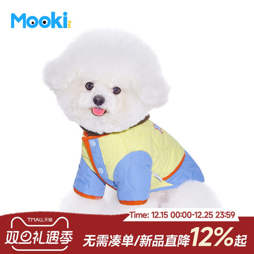mookipet波浪绗棉户外连帽棉服