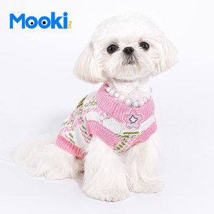 mookipet狗狗冬季衣服比熊柯基雪纳瑞宠物猫咪新年毛衣背心秋冬款