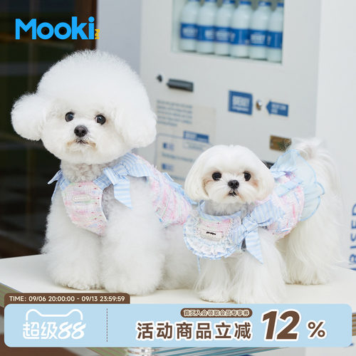 蝴蝶结花边背带可牵引外出衣服