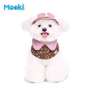 mookipet狗狗猫咪新年围兜口水巾马尔济斯约克夏小型犬帽子套装