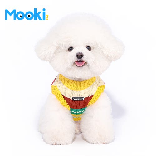 猫咪狗狗复古粗针背心条纹可爱