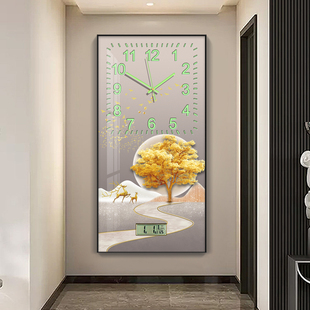 新款 夜光钟表铝合金钟表现代简约玄关装 饰画挂钟极简走廊过道挂钟