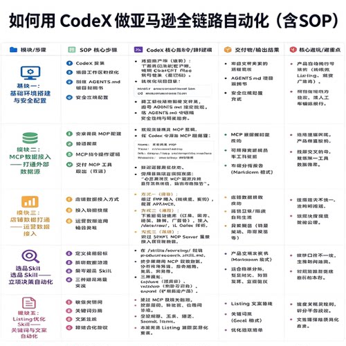 CodeX亚马逊全链路自动化SOP教程店铺数据接入选品优化高效运营