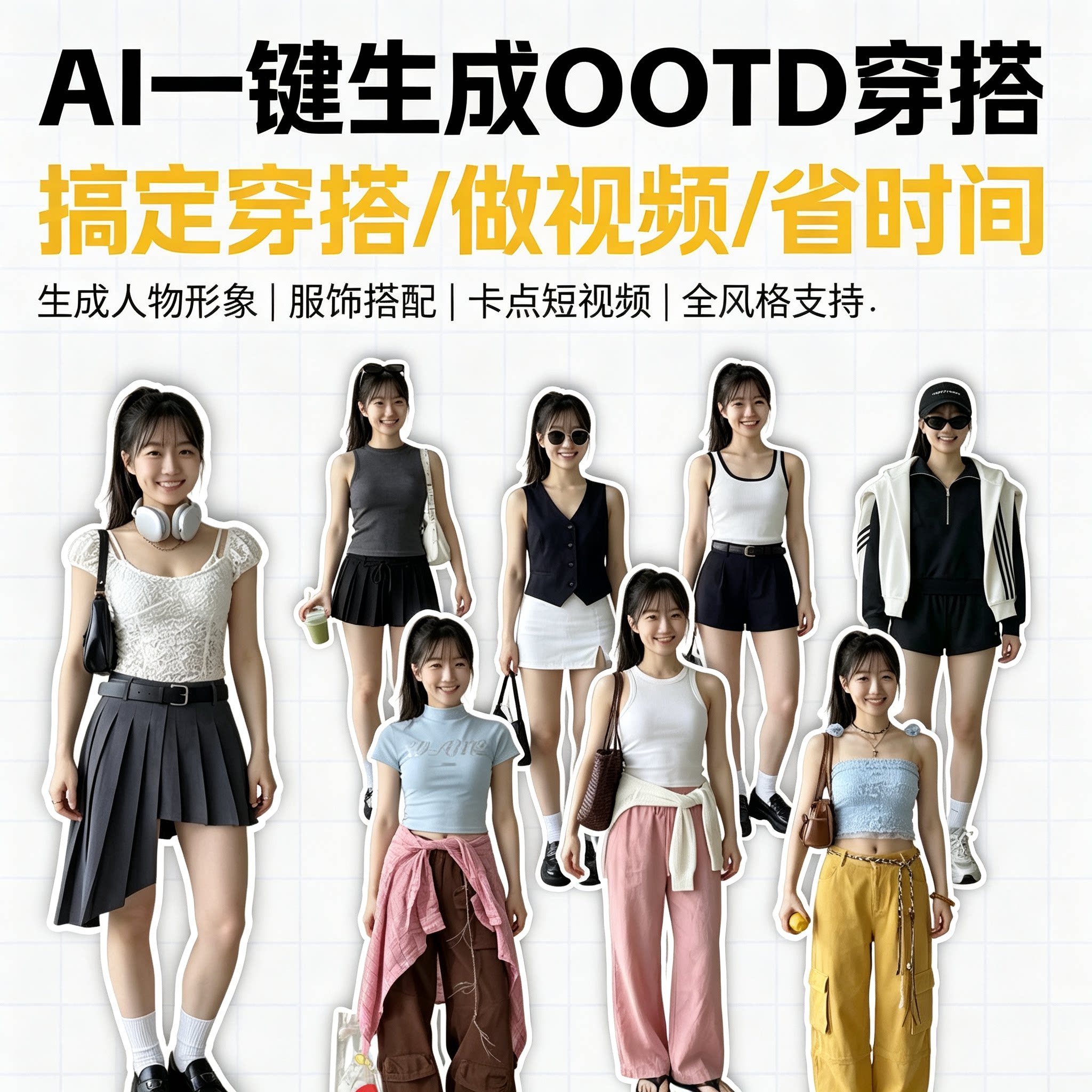 AI一键生成OOTD穿搭短视频教程人物服饰卡点短片素材高效制作实操