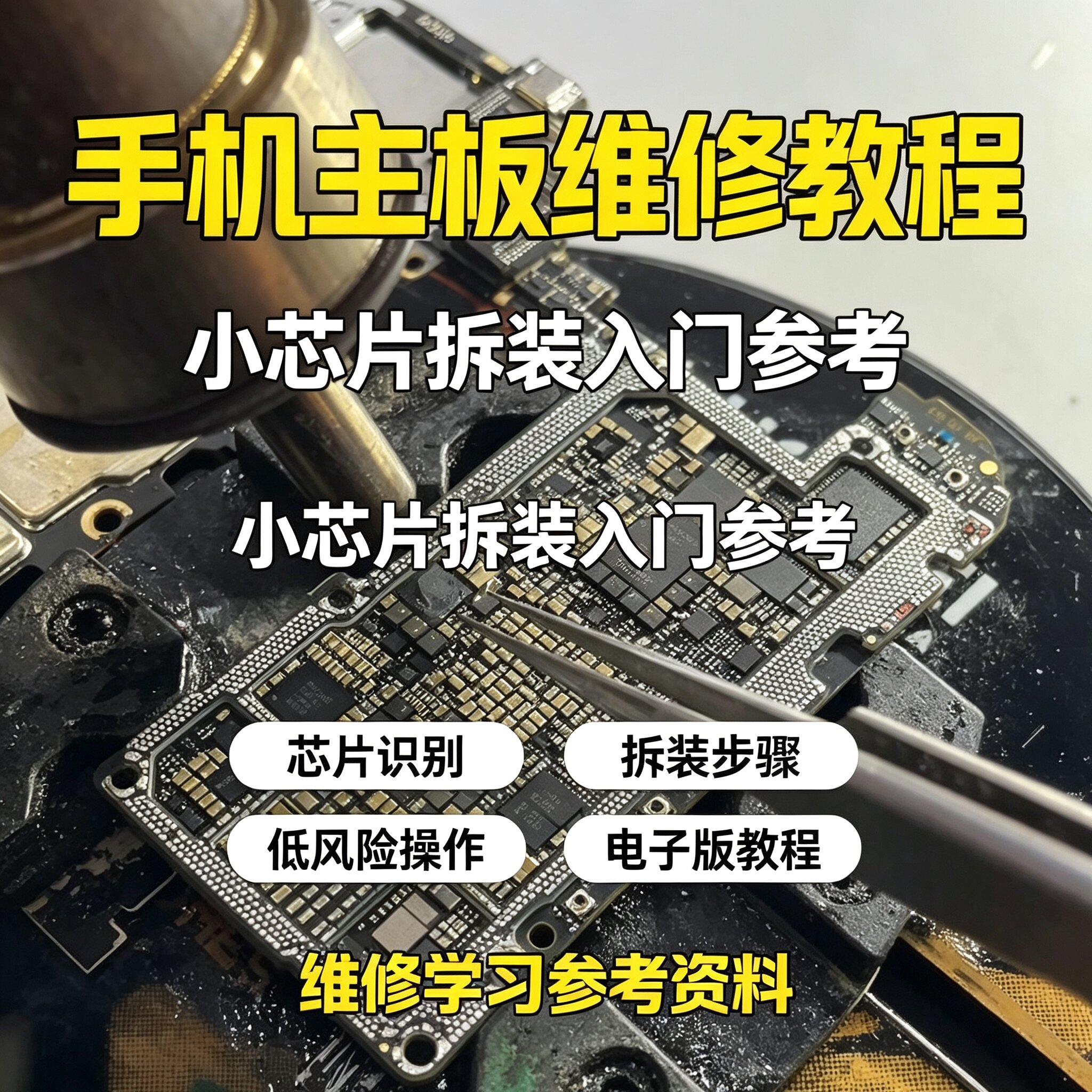 手机主板维修教程小芯片拆装识别低温焊接维修师傅实操电子版资料