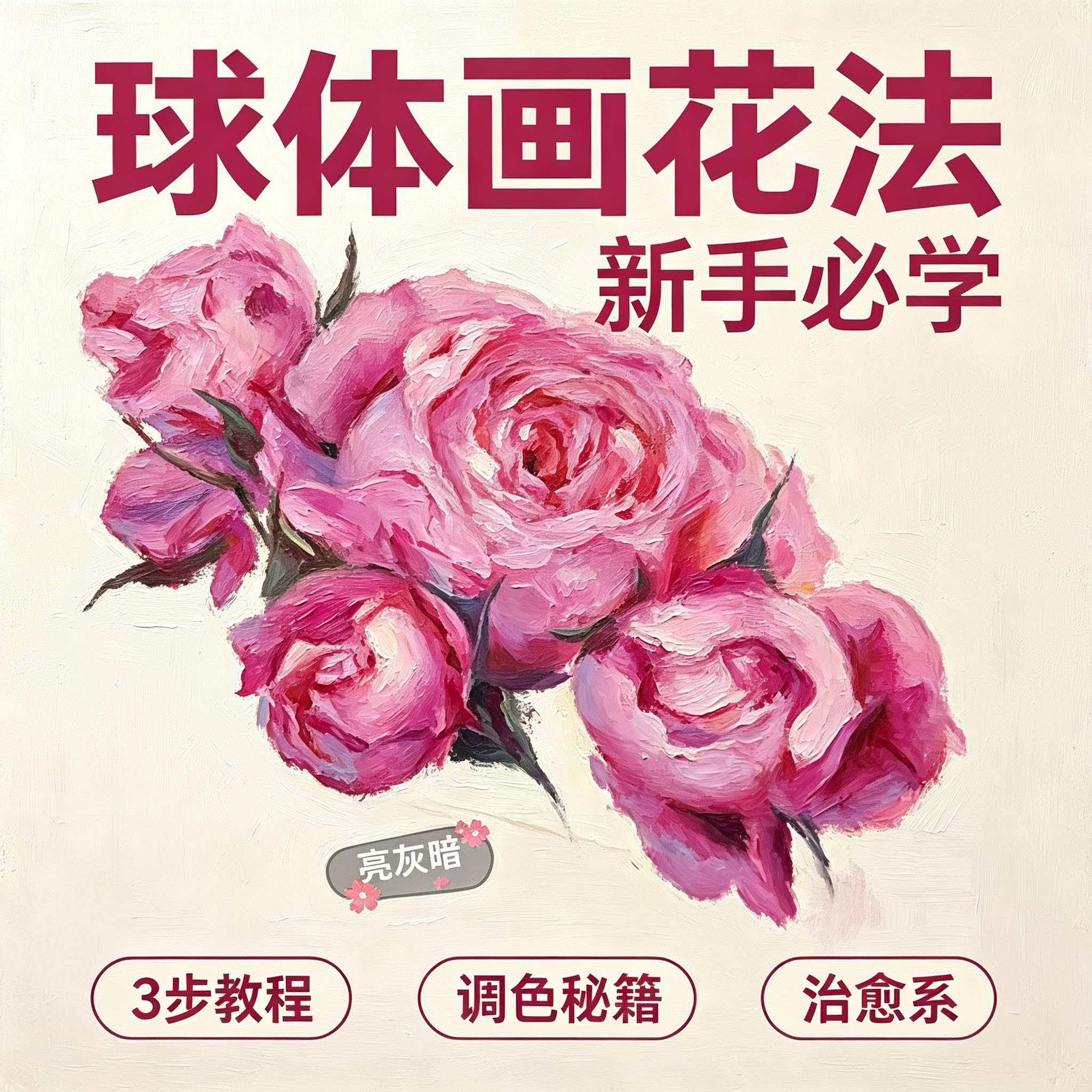 球体花卉画法油画教程新手零基础调色秘籍治愈系入门步骤干货详解