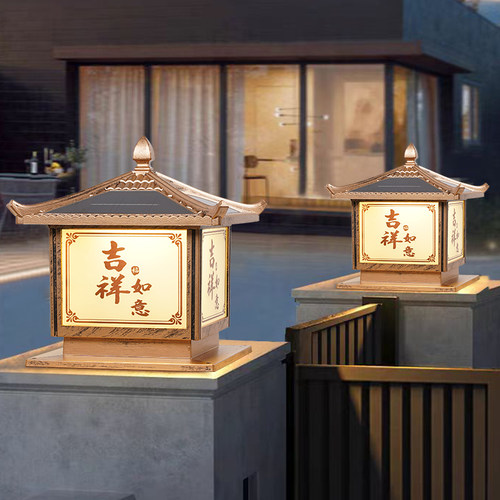 立柱灯户外太阳能柱头灯大门两侧柱子灯别墅庭院围墙接电款门柱灯