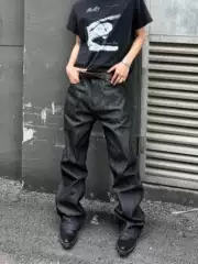 CGG Vintage American Retro Raw Denim Flared Jeans for Men, Casual Loose Straight-Leg Floor-Length Pants