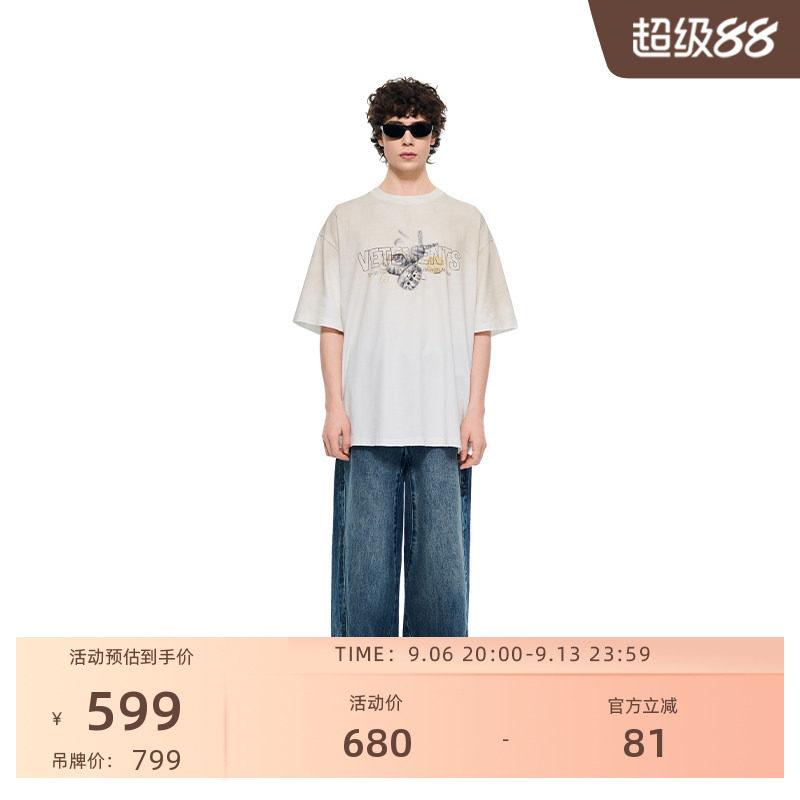 VETEMENTS新款复古休闲短袖T恤数码直喷100%棉男女短袖36552503图片