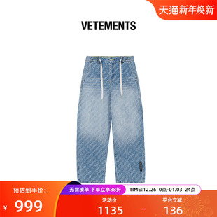 VETEMENTS新款 64366001 男女中性100%纯棉满印水洗面料直筒牛仔裤