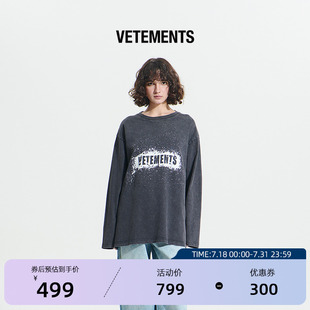 VETEMENTS新款 T恤64550005 100%纯棉花卉喷绘男女圆领打底衫 长袖