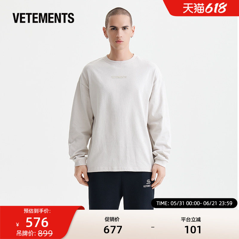 VETEMENTS新款日常宽松休闲潮流基础印花套头长袖T恤63550301