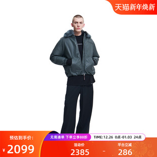 VETEMENTS男女时尚 立体钢印石头纹PU皮90%白鸭绒羽绒服35710013